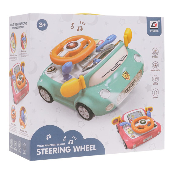 Interaktívne autíčko s pohyblivým volantom Inlea4Fun STEERING WHEEL - ružové