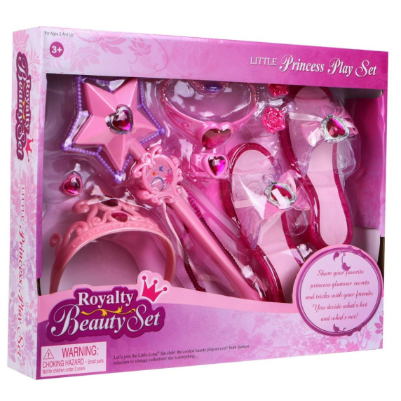 Súprava pre princezné topánky, diadém, prútik a šperky Inlea4Fun ROYALTY BEAUTY SET - ružový