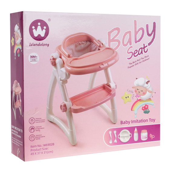 Jedálenská stolička pre bábiky s doplnkami na kŕmenie Inlea4Fun BABY SEAT