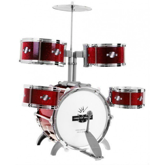 Detské bicie 5 bubnov Inlea4Fun DRUM SET - tmavočervené