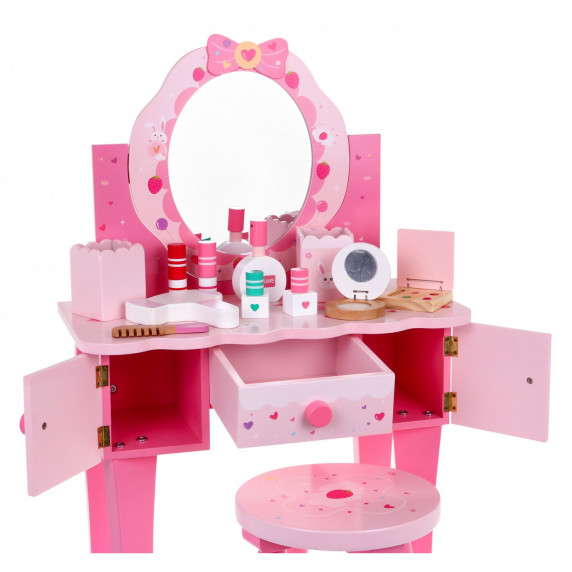 Detský drevený toaletný stolík so stoličkou Inlea4Fun MAKE UP TABLE