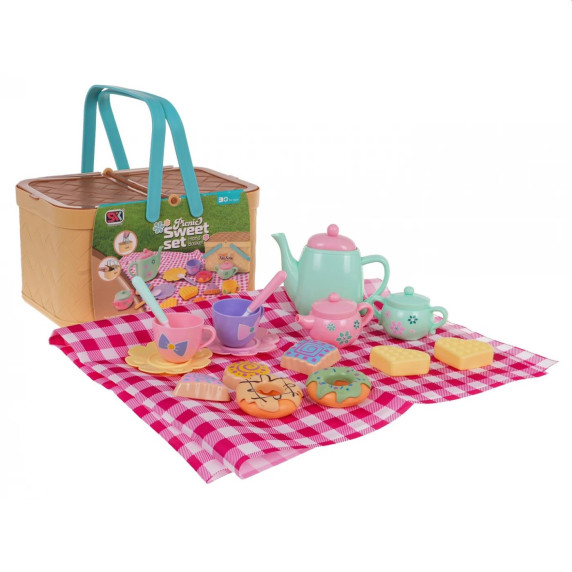 Detská čajová súprava s piknikovým košíkom Inlea4Fun PICNIC SWEET SET