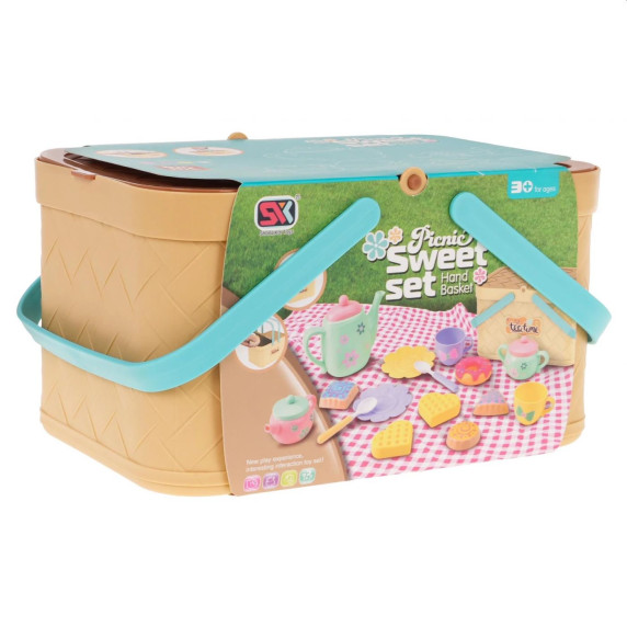 Detská čajová súprava s piknikovým košíkom Inlea4Fun PICNIC SWEET SET