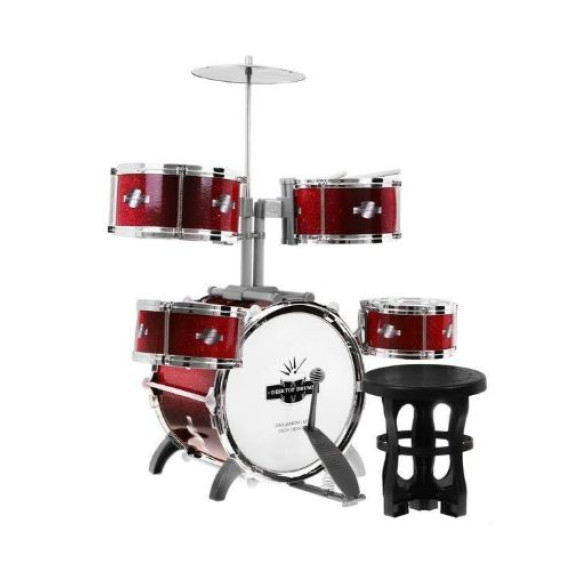 Detské bicie 5 bubnov Inlea4Fun DRUM SET - tmavočervené