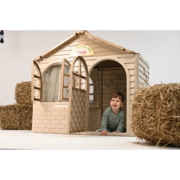 Detský záhradný domček 78 x 128 x 119 cm DOLONI Toys - svetlohnedý