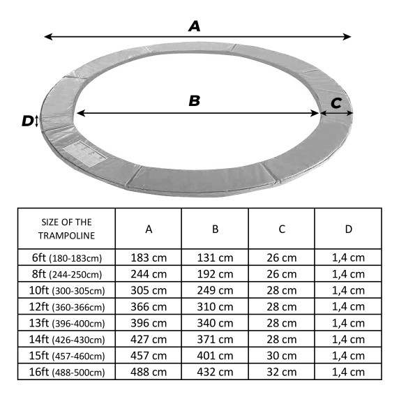 Kryt pružín na trampolínu AGA SPORT EXCLUSIVE 500 cm MRPU1516SC-Black - čierny