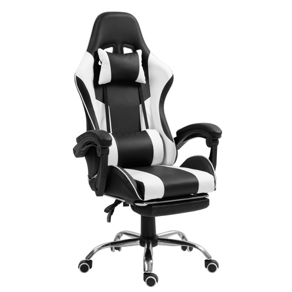 Gamer stolička s opierkou pre nohy AGA DS5011-B/W - čierna/biela