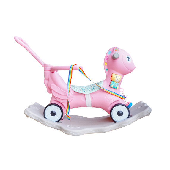 Plastový hojdací koník 2v1 Aga4Kids DS3803-PINK - ružový