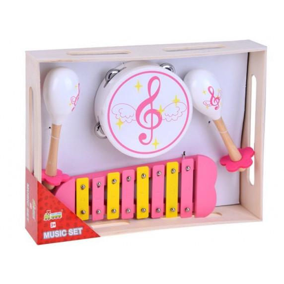 Detské drevené hudobné nástroje 3v1 Inlea4Fun MUSIC SET 