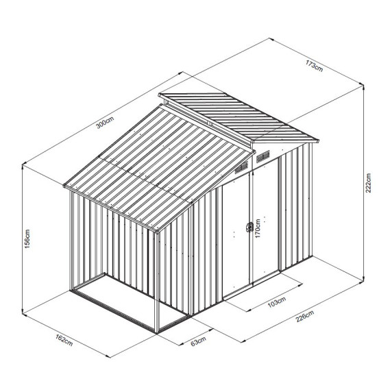 Záhradný domček 173 x 300 x 222 cm AGA MR4058 - tmavosivý
