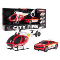 Interaktívna sada hasičských vozidiel, auto a vrtuľník Inlea4Fun CITY FIRE 