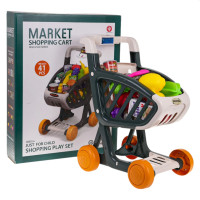 Interaktívny nákupný vozík 41 prvkov Inlea4Fun MARKET SHOPPING CART - zelený 