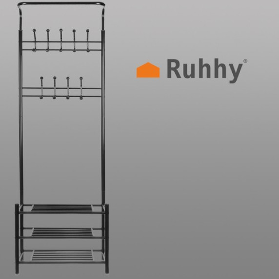 Kovový vešiak na šaty + regál na topánky RUHHY 15744