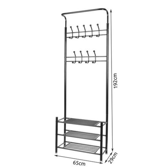 Kovový vešiak na šaty + regál na topánky RUHHY 15744