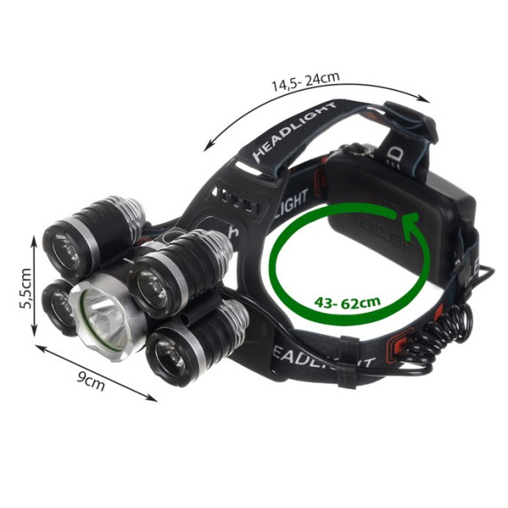 Čelovka s 5 LED TRIZAND T6 CREE 16144